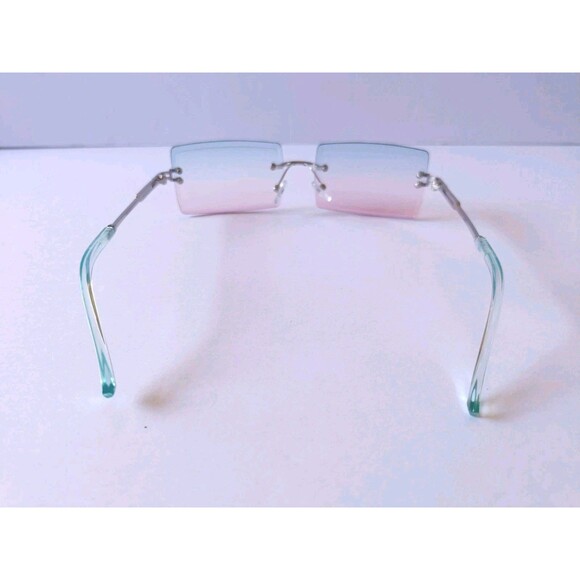 Rimless Square Sunglasses Rainbow Tint Unisex Metal Frame - Picture 4 of 8